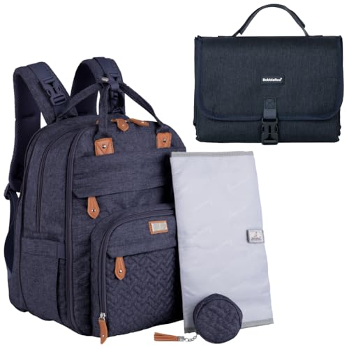 BabbleRoo Portable Changing Pad Navy Blue & Basic Diaper Bag Navy Blue XL