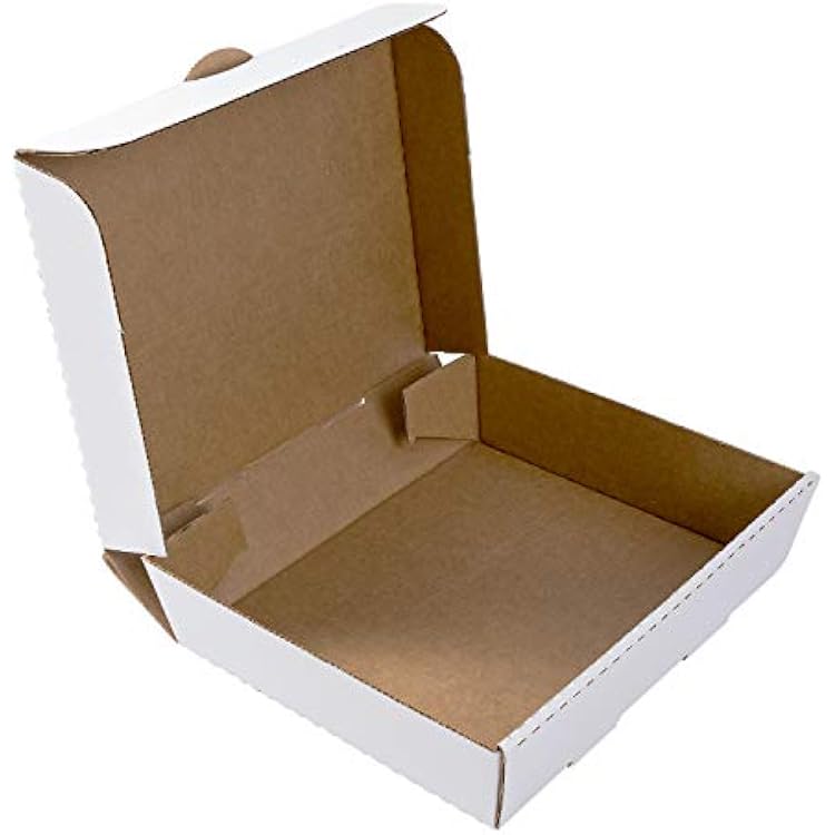 AmerCareRoyal Half Pan Corrugated Catering Box - Secure Stackable Food Delivery Container, Bakery Cardboard Food Storage Boxes, 13 x 10-78 x 3, White, Case of 50