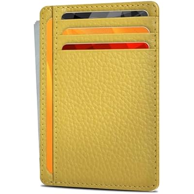 Oak Leathers Leather Slim Minimalist Wallet for Men & Women RFID Front Pocket Leather Card Holder Wallets Yellow