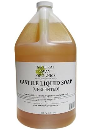 Ultra Mild Unscented Castile Soap - Perfect for Natural Skin Care and Hair Care - Make Your Own DIY Green Cleaning Products - 100% Pure - No Artificial Chemicals, Fragrances or Colorants 128 ounce
