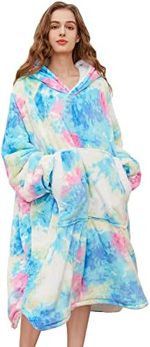 Pawque Blanket Hoodie for Kids, Oversized Wearable Blanket Sweatshirt with Super Warm Microfiber and Sherpa, Soft Fluffy Blanket Hoodie with Giant Pocket, One Size Fits Most Youth