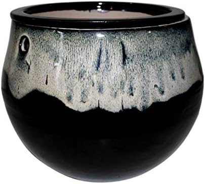 rePotme 8" Teardrop Self Watering Pot (White Diamond Over Onyx)