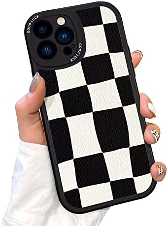 Casechics Compatible with iPhone 12 Pro Max Case,Black White,Black | Aesthetic Design Retro,Color Contrast,Classic Grids Plaid,Camera Lens Protection