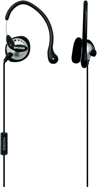 Koss KSC22I Ultra Lightweight Sport Ear-Clip Headphones, Black/Silver