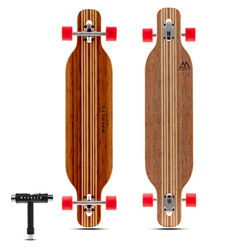 Magneto Longboards Bamboo Longboards for Cruising, Carving, Free-Style, Downhill and Dancing Bamboo Drop & Fiberglass Through Longboard