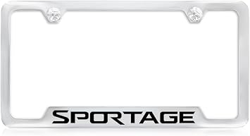 Kia Sportage Chrome Plated Metal License Frame Bottom Notched