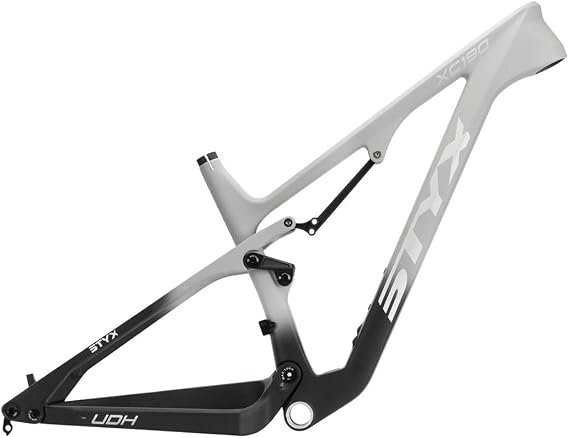 Carbon Suspension Mountain Bike Frame 29er Softtail Bike Frame 17'' DH/AM/XC Enduro Downhill Frame Disc Brake 148mm Thru Axle Boost(Color:Black Gray)