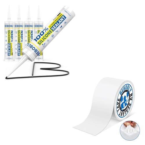 RV Roof Tape with Black Silicone Caulk & Sealant