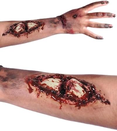 Libima Halloween Prosthetic Appliance Costume Latex Fake Wound with Fake Blood Spirit Gum for Cosplay Party Costume Makeup