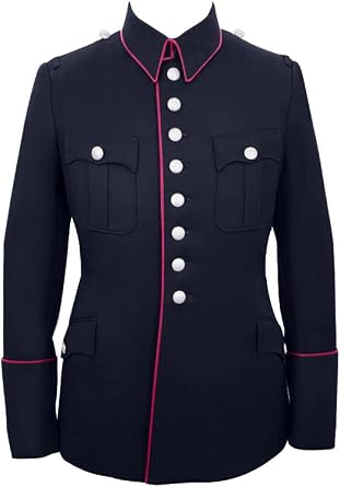 militaryharbor WW2 WWII German Fire Police Navy Blue Gabardine Service Waffenrock Tunic with Pipe