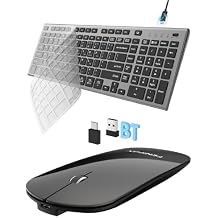 FENIFOX Rechargeable Multi Device Bluetooth Kyeboard + Ultra-Thin Bluetooth Mouse Combo