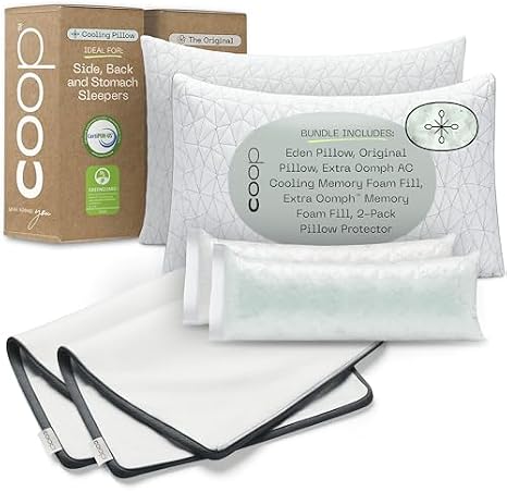 Coop Home Goods Eden Pillow, Original Pillow, and 2-Pack Ultra-Tech Pillow Protector Queen Bundle