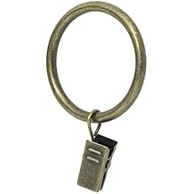 Ivilon Curtain Rings - Set of 14 Decorative Drapery Rings Curtain Clip Rings with Strong Clips 2" Diameter - Color Antique Brass