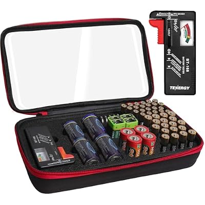 Battery Organizer Storage Box with Tester, Waterproof Organiser,Transparent Lid Holds Multiple Batteries, Portable Battery Organiser for Home, Travel and Gifting