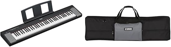 Yamaha 76-Key Piaggero Ultra-Portable Digital Piano, Black (NP35B) & Artiste Series Keyboard Bag for 76-Note Keyboards, Black/Gray