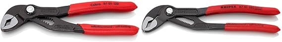 KNIPEX Tools - Cobra Water Pump Pliers (8701150), 6-Inch,Red & 8701180 87 01 180 7-1/4-Inch Cobra Pliers