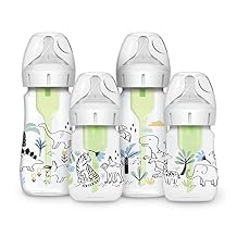 Dr. Brown's Anti-Colic Options + Wide-Neck Baby Bottle Designer Edition, Jungle, 5 oz/150 mL + Dino, 9oz/270mL, with Level 1 Slow Flow Nipple, BPA-Free, 0m+, 4-Pack