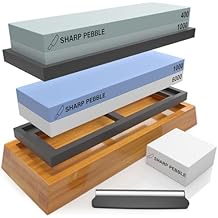Sharp Pebble Knife Sharpening Stones Kit with 400/1000 and 1000/6000 Grit with Flattening Stone & Angle Guide