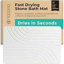 Stone Bath Mat, Diatomaceous Earth Non-Slip Stone Shower Mat - Quick Drying Absorbent Bath Mats for Bathroom - Elegant & Modern Design, Easy to Clean (23.5 x 15) - Sandstone & Graphite