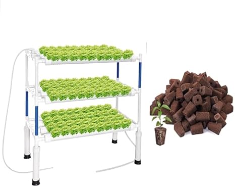 Upgraded Hydroponics Growing System Kit 108 Plant Sites with Grow Sponges 100 Pack
