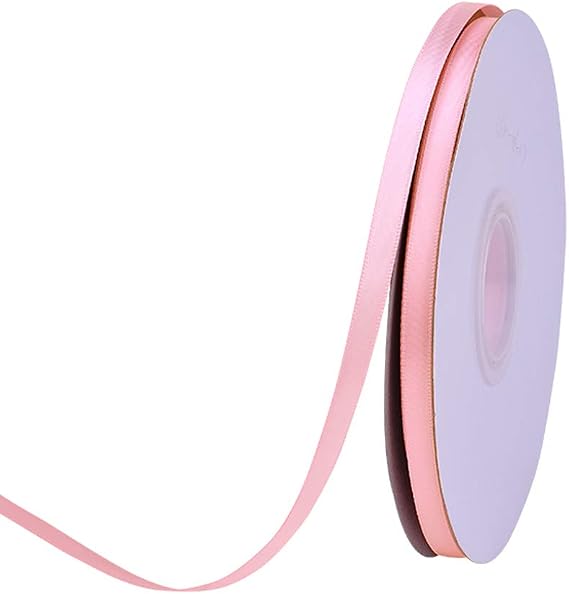 Ribest 1/4 inch Light Pink Double Face Satin Ribbon 50 Yards Per Roll for Bouquet Gift Wrapping Hair Wedding Birthday