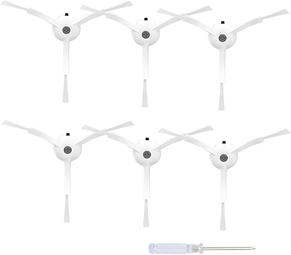 6 Pack Replacement Side Brushes for Roborock S8 Pro Ultra, S7 Max Ultra, S7 MaxV, Q Revo, Q5, Series of Q7 Max / Q8 Max /S8/S7/Q7/Q5/S6/S5/S4/E5/E4/E3/E2 Robot Vacuum Cleaner. White