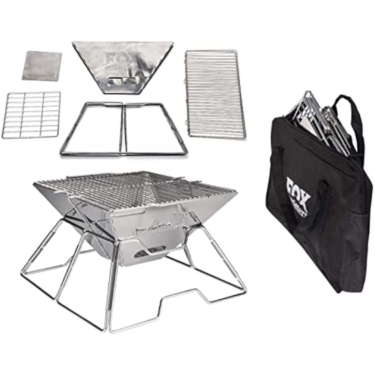Quick Grill Medium: Original Folding Charcoal BBQ Grill Made from Stainless SteelCarrying Bag for Backpacking Included