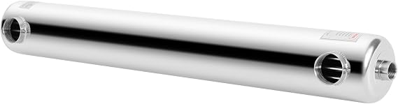 YIYIBYUS 400 kBtu Pool Heat Exchanger, 304 Stainless Steel Same Side Ports 1 1inch+2inch, Tube and Shell Heat Exchanger for Swimming Pool, Spas, Hot Tubs, Hydraulic Heating