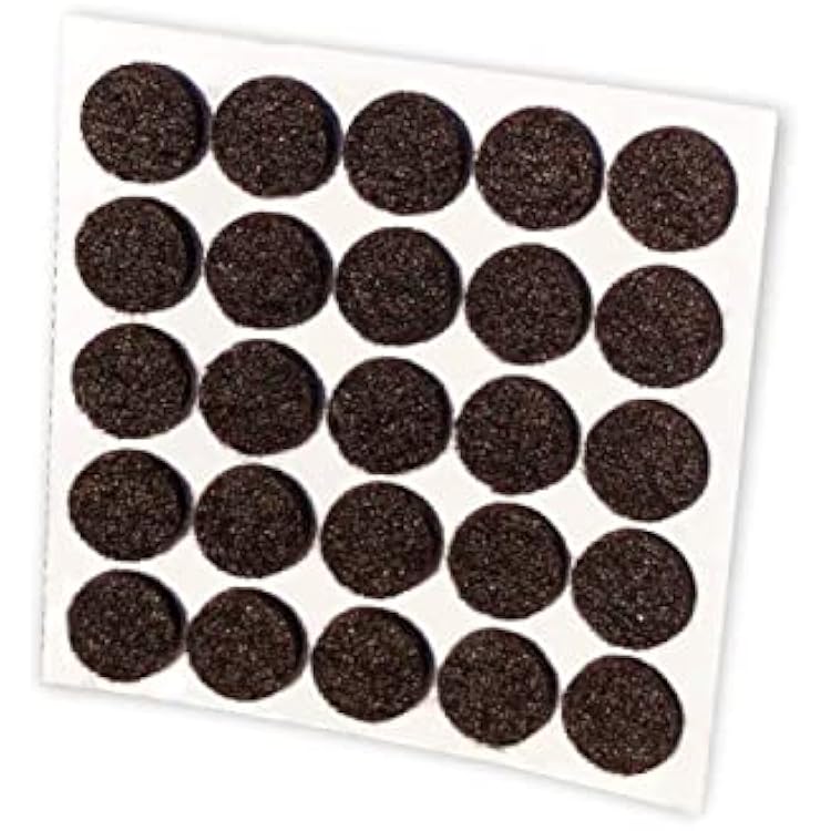 168 Pack Rok Hardware Heavy Duty 38 9.5mm Diameter Self-Adhesive Felt Pads, FurnitureCabinet Bumpers, 18 3mm Height, Round, Brown - ROKFELTP38BRN