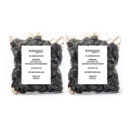 Moroccan Black Olives in Oil Cured In Air Vacuumed Packs - Pack of 2 -