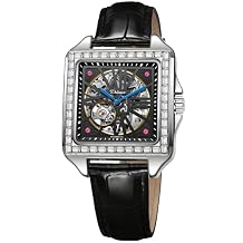 Creative Rectangular Diamond Encrusted Tourbillon Hollow Dial Men's Fully Automatic Waterproof Mechanical Watch Simple Business Fashion Accessories