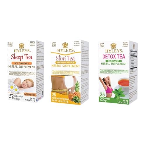 Hyleys Tea Bundle - Slimming, Sleep, and Detox Green Tea 25 Count