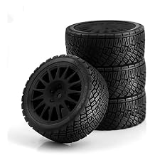 1/10 RC Rally Car Tires 12mm Hex Plastic Wheels Rims & On Road Tyres For 1/10 Scale RC Rally Racing Car Tamiya XV01 XV02 TA06 TT01 TT02 PTG2 144001 A959 HPI KYOSHO RC On-Road Car 4PCS (Black)