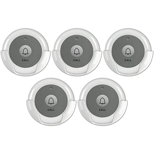 Wireless Call Buttons for Wireless Call System Nurse Call System for Customer Elderly Seniors Residents in Clinic, Care Facilities, Restaurant 5 PCS White