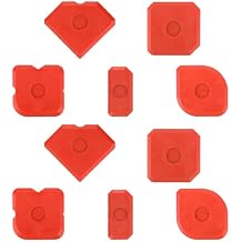 Gosknor 10pcs Plastic Caulking Tool Set, Reuse Grout Scraper Sealant Profiling Finishing Smoothing Tool Caulk Smoother Remover for Window Kitchen Bathroom Floor Sink Joint Sealing (Red)