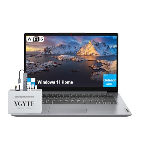 Lenovo Ideapad 1 14 inch Laptop Computer, Thin Light PC Laptop 14 College Students, Intel Celeron Notebook, 4GB RAM 576GB Storage64GB eMMC512GB SD Card, Windows 11