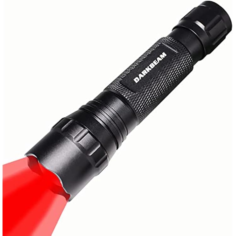 DARKBEAM Red Light Flashlight Tactical LED Rechargeable, Zoomable Portable Handheld Red-Light for Fishing Hunting Detector Astrophotography