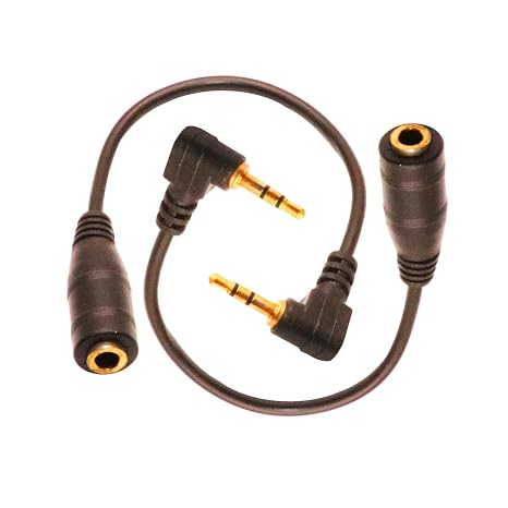 2.5mm Jack Male to 3.5mm Female Adapter Cable, 135mm Length, 2-Pack