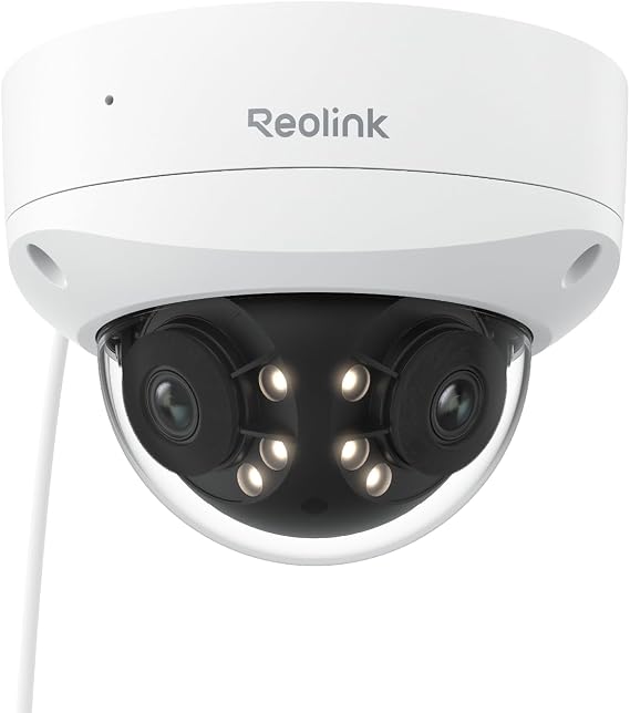 Reolink Security Camera 8MP High Resolution 180-Degree Ultra-Wide Angle PoE Wired IK10 Impact Resistant IP67 Waterproof Dustproof 4K Surveillance Camera Outdoor Person/Vehicle/Animal Detection Color | 人物/車両/動物検出 カラーナイトビジョン 双方向音声 24h常時録画 SDカード記録 デュアルレンズ Reolink録画機連携 Duo 2V PoE
