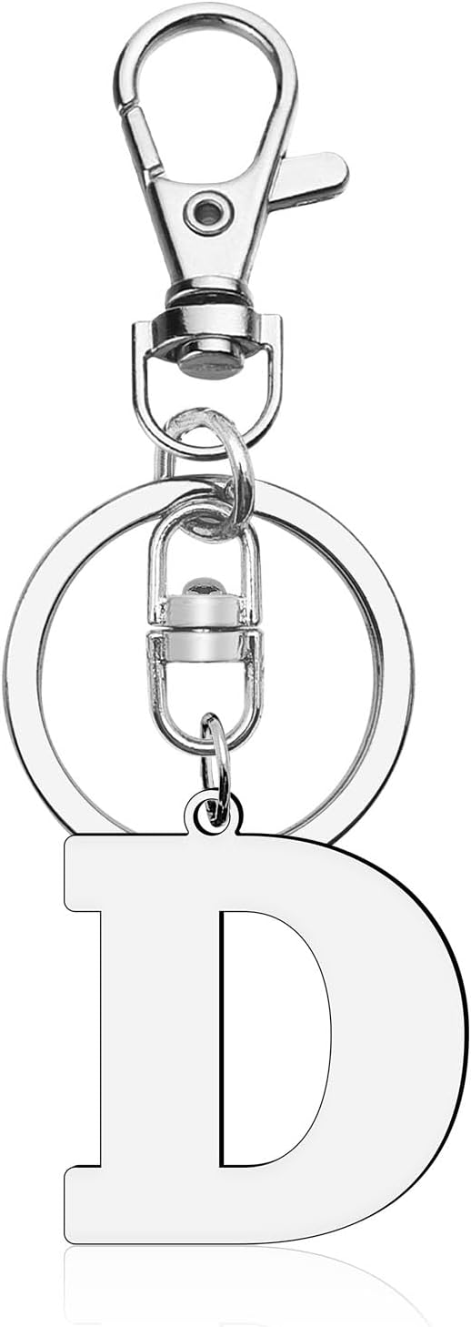 DlaeKua Keychain with A-Z Single Letter Alphabet Initial Key Chain for Women Girls Stainless Steel Key Ring for Purse Handbag