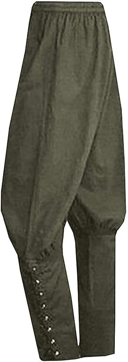 Runcati Mens Medieval Ankle Pants Renaissance Viking Pirate Costume Trouser