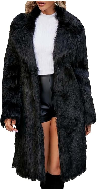 Winter Faux Fur Long Coat for Womens Oversize Fuzzy Long Outerwear Fashion Luxury Warm Jacket Overcoat