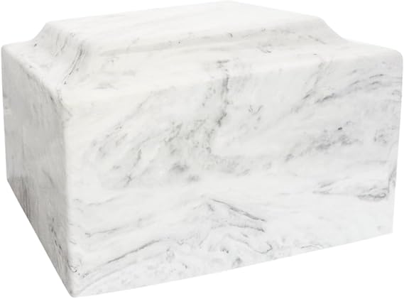Carrera Classic Cultured Marble by Mackenzie Vault for Silverlight Urns, Light Gray Cremation Urn for Ashes, Adult Sized, Ground Burial, Home Memorial, and Funeral Service