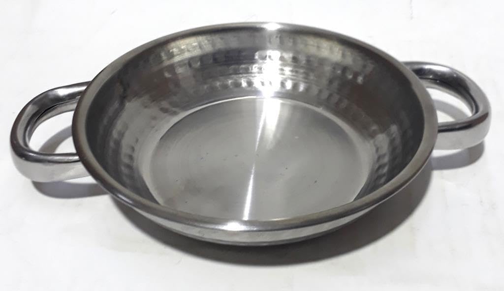 Double Handle Hammer Forged Stainless Matte Steel 16cm Egg Pan 35mm Depth Field Egg Pan