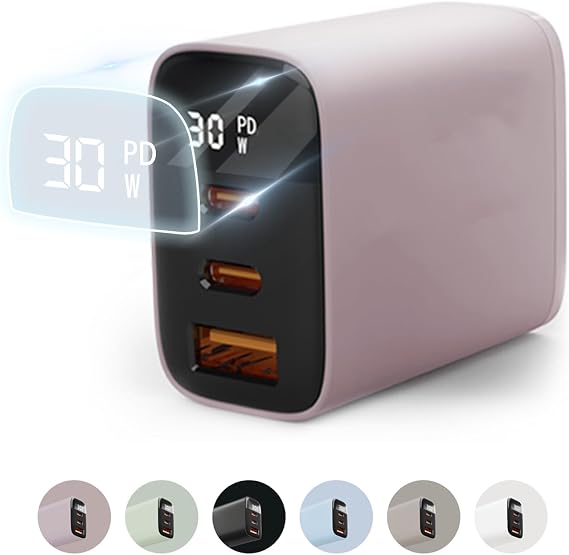 Charges 3 Devices in One! Charger, 30 W, High Output Rapid Charger, AC Adapter, Android PC Rapid Charger, 3 Ports, USB Rapid Charger, Type-C Rapid Charging, Type-c Adapter, PSE Certified, Charger, PD