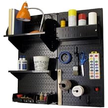 Wall Control Hobby Craft Pegboard Organizer Storage Kit with Black Pegboard and Black Accessories
