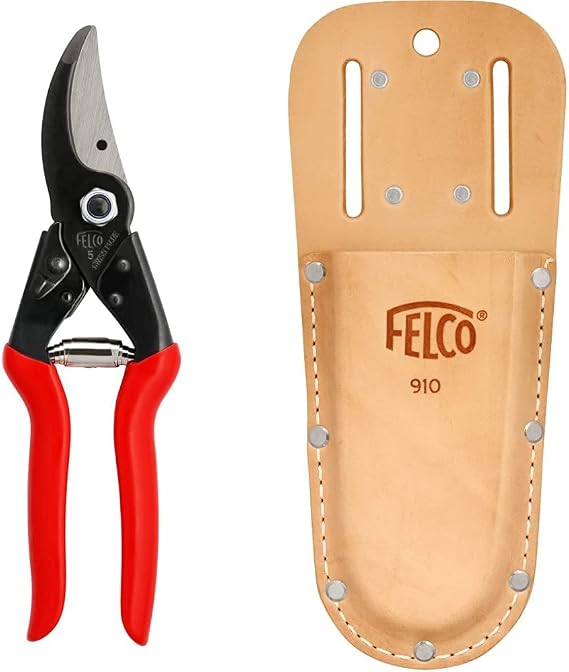 Felco Model 5 Economy Secateurs, Red (L83) & Model 910 Leather Holster