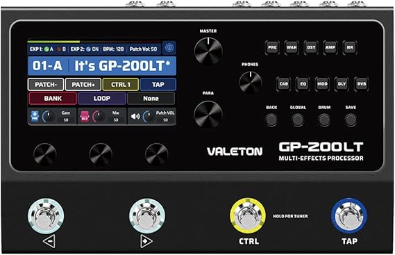 Valeton Multi Effects Pedal Multi Effects Processor Guitar Effects Pedal Bass Pedal Amp Modeling IR Cabinets Simulation Multi-Effects with FX Loop MIDI I/O Stereo OTG USB Audio Interface GP-200LT