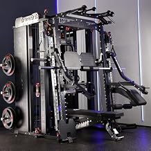 Commercial Smith Machine with Smith Bar, Power Cage Squat Rack with Lever Arm, Leg Press, LAT Pull Down System, Cable Crossover Machine