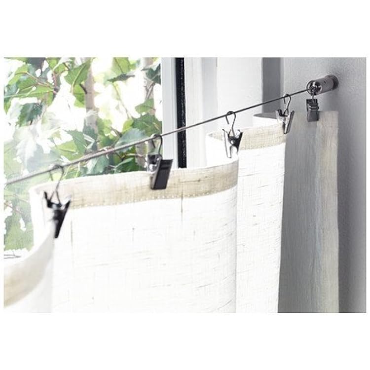 Wire Cable Curtain Rod System with Clips